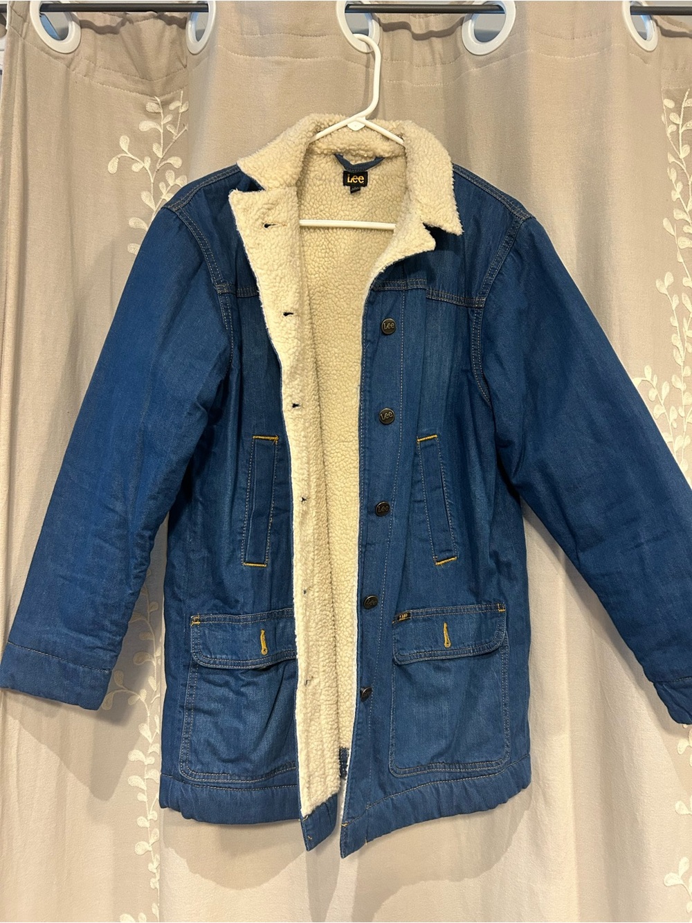 Lee Dark Blue Denim Jacket with Cream Sherpa Lining